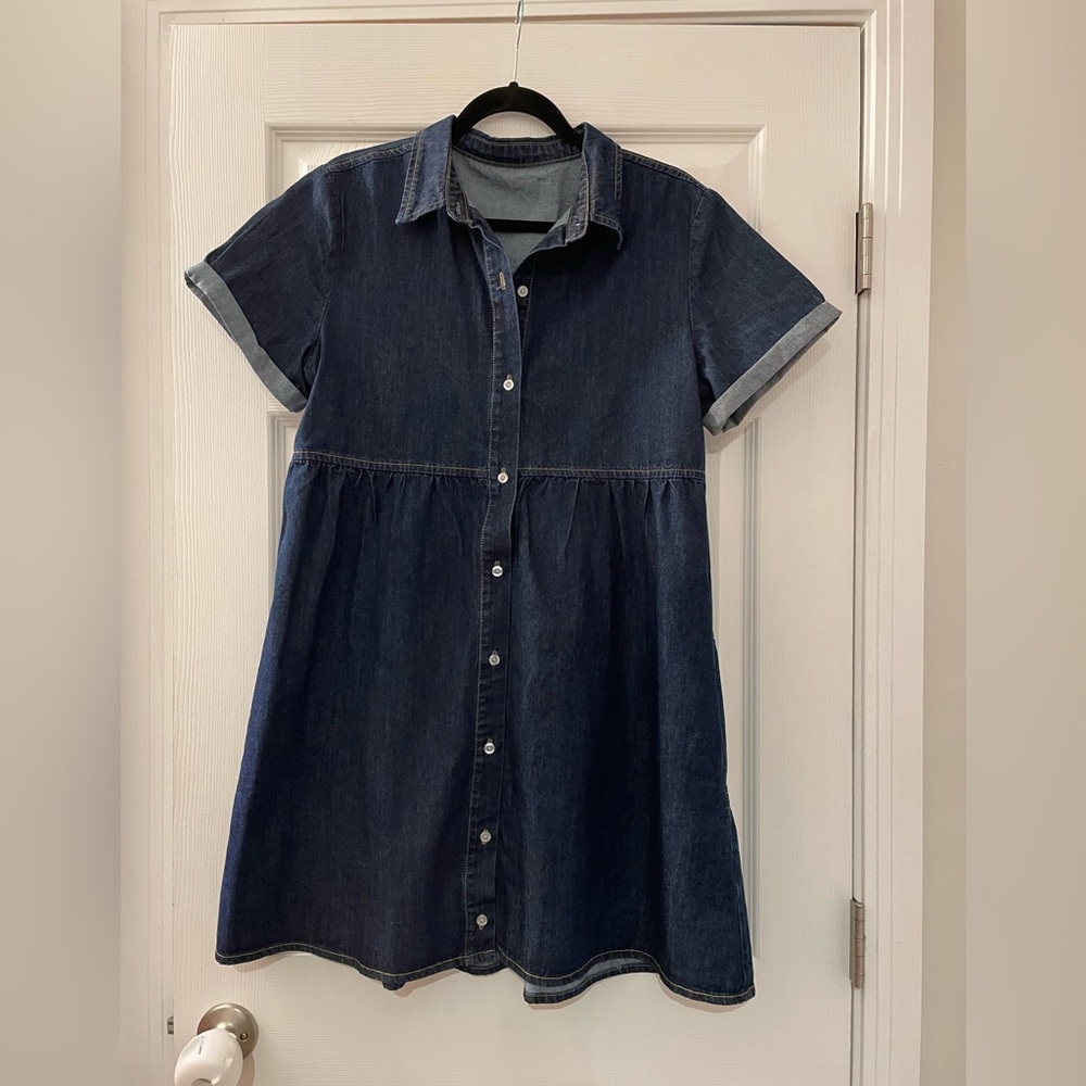 Casual Denim Button-Up Mini Dress